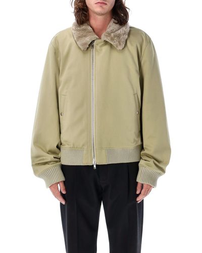 Burberry Cotton And Shearling Bomber Jacket - Natural