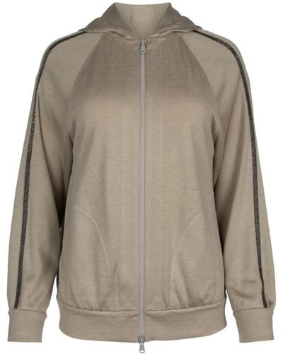 Brunello Cucinelli Trim Embellished Zipped Hoodie - Natural