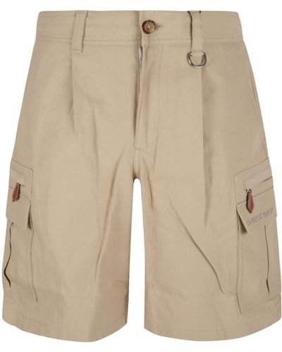 Burberry Zip Cargo Shorts - Natural