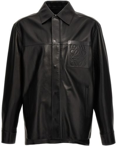 Loewe Anagram Leather Shirt - Black