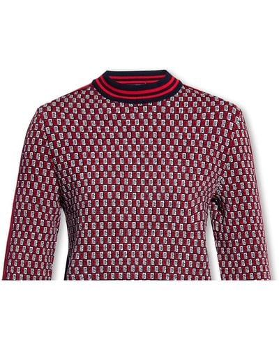 Balmain Sweater With Monogram - Red