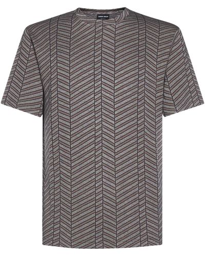 Giorgio Armani Chevron Motif Viscose T-shirt - Grey