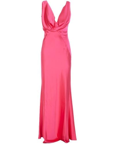 Pinko Long Hammered Satin Dress - Pink