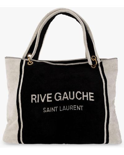 Saint Laurent Rive Gauche Cotton-towel Tote Bag - Black