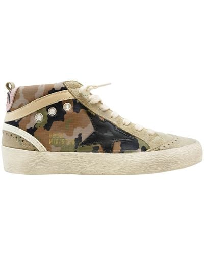 Golden Goose Camouflage Leather Mid Star Sneakers - Green