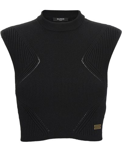 Balmain Knitted Top Tops - Black