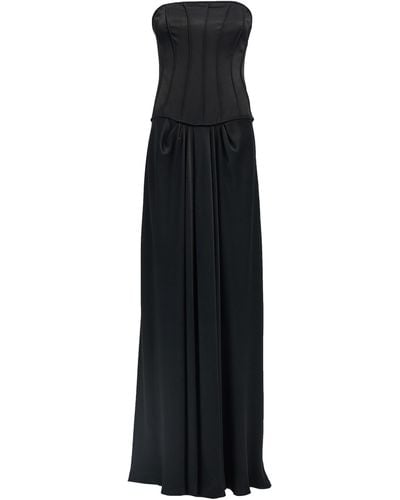 Alberta Ferretti Corset Satin Dress - Black