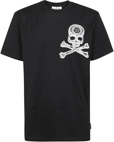 Philipp Plein T-Shirt Round Neck Ss With Cry - Black