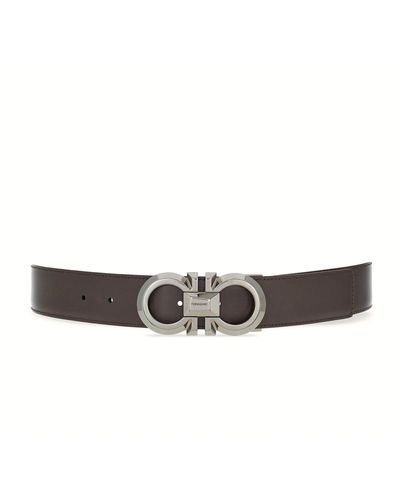 Ferragamo And Leather Reversible Belt - Black