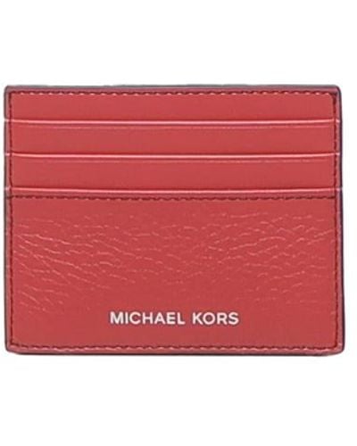 MICHAEL Michael Kors Hudson Grained Leather Card Holder - Red