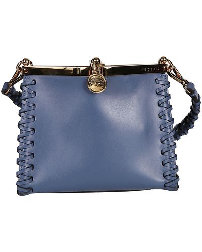 Etro Button Snap-Lock Shoulder Bag - Blue