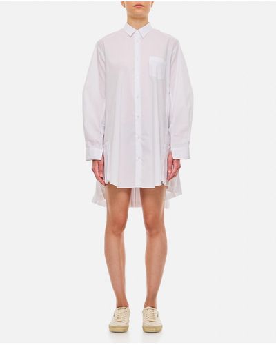 Junya Watanabe Side Pleated Shirt Dress - White
