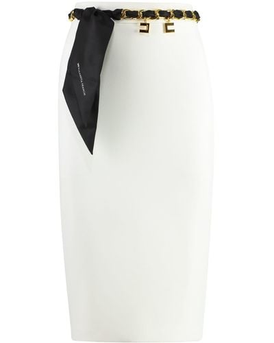Elisabetta Franchi Belted Crepe Skirt - Black