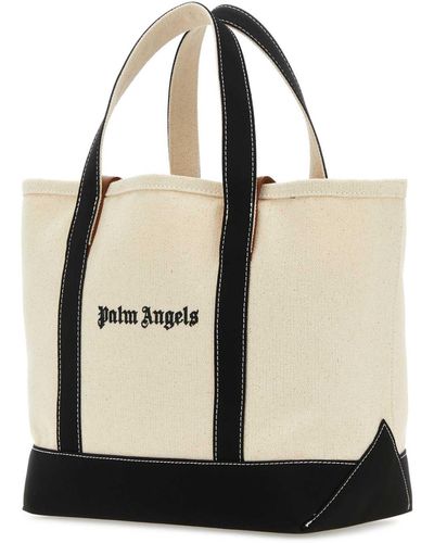 Palm Angels Ivory Canvas Shopping Bag - White