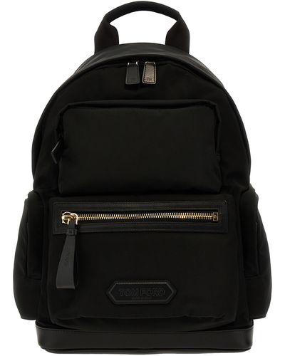 Tom Ford Logo Nylon Backpack Backpacks - Black