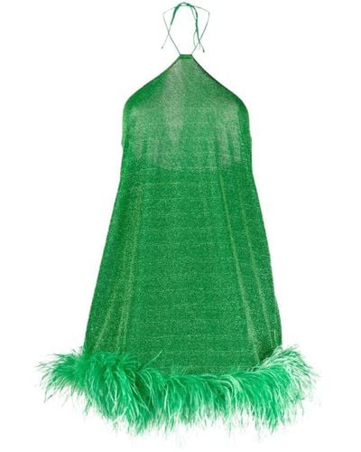 Oséree Lumiere Plumage Necklace Short Dress Clothing - Green