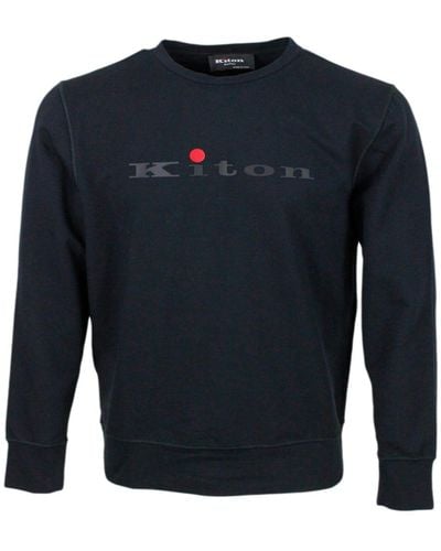 Kiton Long-Sleeved Crew-Neck Sweatshirt - Blue