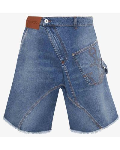 JW Anderson Twisted Workwear Denim Shorts - Blue