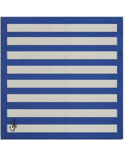 JW Anderson Silk Scarf With Stripes - Blue
