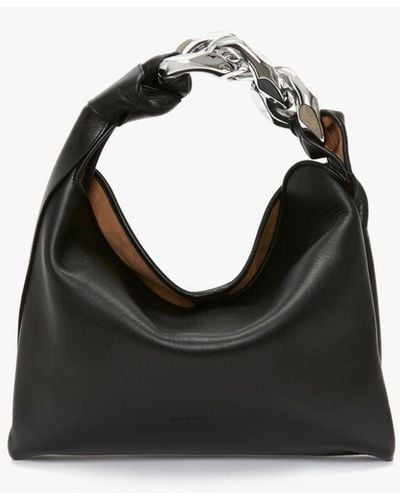 JW Anderson Small Chain Hobo - Leather Shoulder Bag - Black