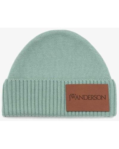 JW Anderson Beanie With Logo Patch - Green