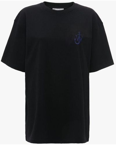 JW Anderson Anchor Embroidery Back Print T-shirt - Black
