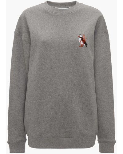 JW Anderson Sweatshirt With Puffin Embroidery - Grey