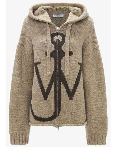 JW Anderson Zip Front Anchor Hoodie - Natural