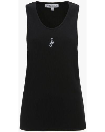 JW Anderson Tank Top With Anchor Logo Embroidery - Black