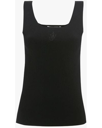 JW Anderson Fitted Tank Top With Anchor Logo Embroidery - Black