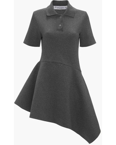 JW Anderson Short Sleeve Asymmetric Polo Dress - Black