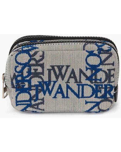JW Anderson Small Logo Canvas Double Zip Pouch - Gray
