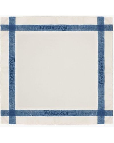 JW Anderson Silk Scarf With Logo Motif - Blue
