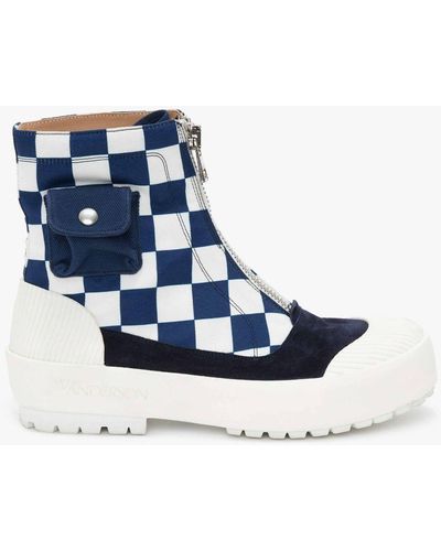 JW Anderson Check Print Zip Boots - Blue