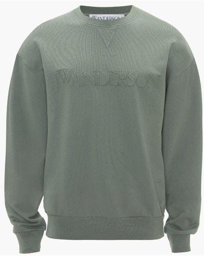 JW Anderson Sweatshirt With Logo Embroidery - Green