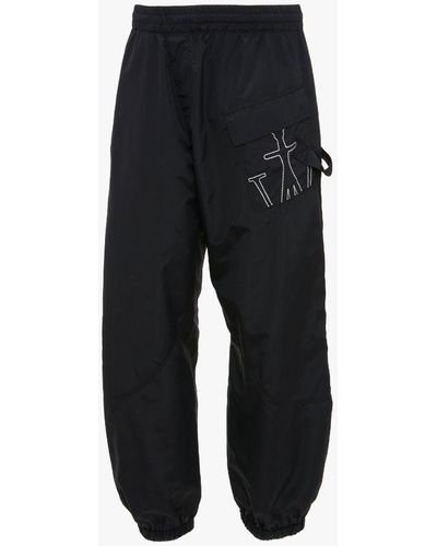 JW Anderson Twisted JOGGERS With Anchor Logo Embroidery - Black