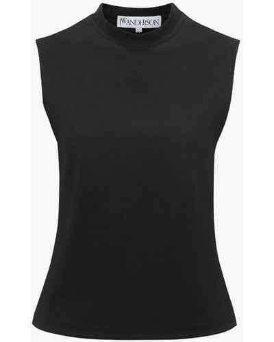 JW Anderson Tank Top With Anchor Embroidery - Black