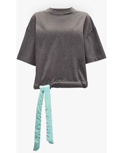 JW Anderson Satin Cropped T-shirt - Gray