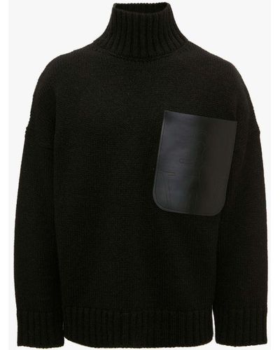 JW Anderson Leather Patch Pocket Sweater - Black