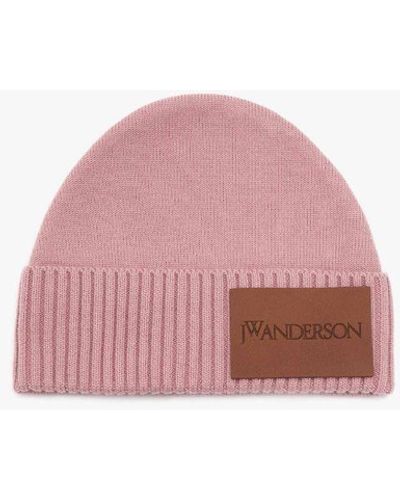 JW Anderson Beanie With Logo Patch - Pink