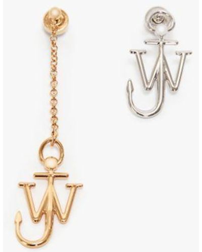 JW Anderson Drop Chain Earrings With Jwa Anchor Charm - Metallic