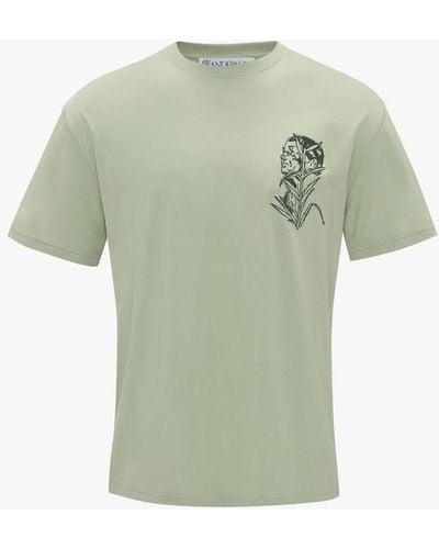 JW Anderson Embroidered T-shirt - Pol Anglada Artwork - Green