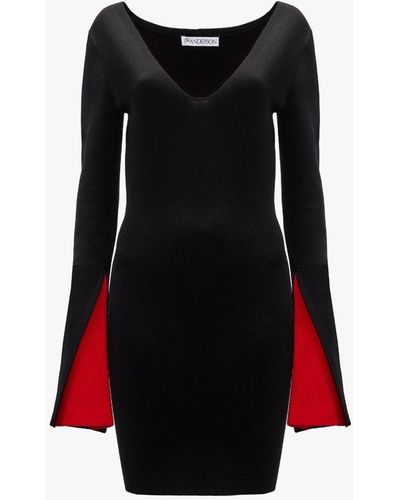 JW Anderson Contrast Cuff Fitted Dress - Black