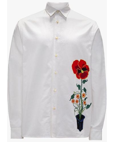 JW Anderson Shirt With Flower Pot Embroidery - White