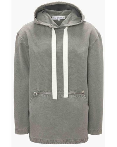 JW Anderson Front Pocket Anorak Style Hoodie - Gray