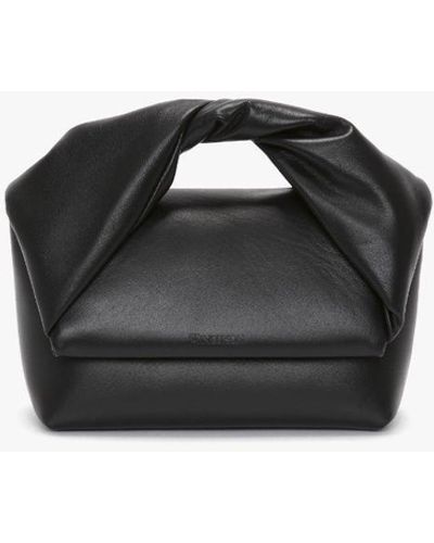 JW Anderson Medium Twister - Leather Top Handle Bag - Black