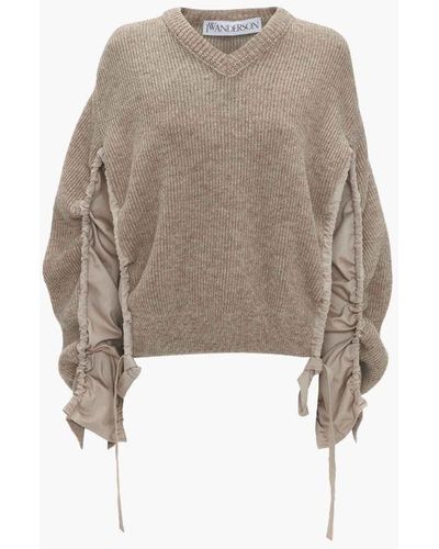 JW Anderson V-neck Jumper With Curved Sleeves - Natural