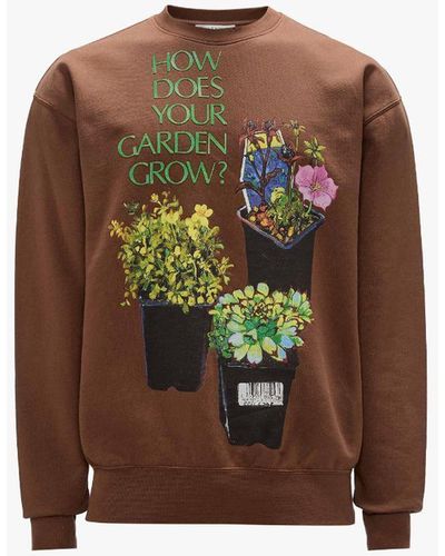 JW Anderson Sweatshirt With Flower Pot Print - Brown