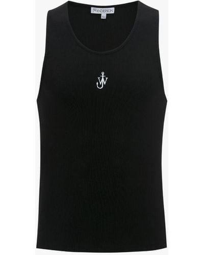 JW Anderson Tank Top With Anchor Logo Embroidery - Black