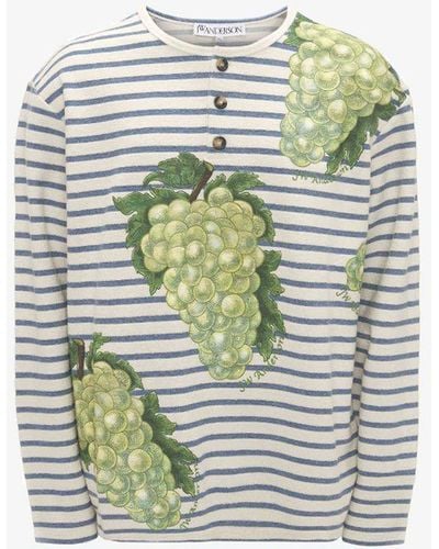 JW Anderson Henley Top With Grape Motif - Green